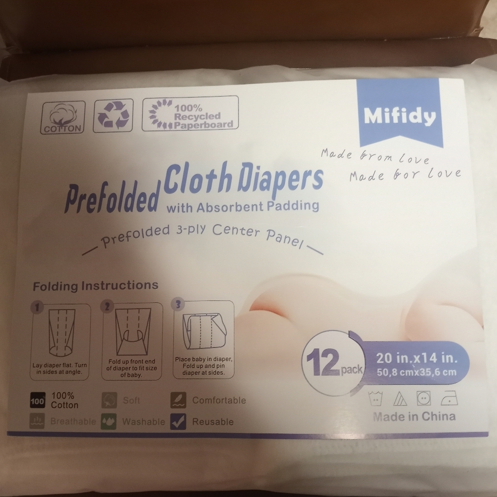 Bnip 12pk cloth diapers